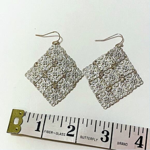 Light Silver Tone Lightweight Sparkly Statement Earrings - Picture 3 of 4